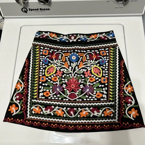 Lulus Don’t Stop the Party Black Embroidered A-Line Mini Skirt S - Picture 9 of 14